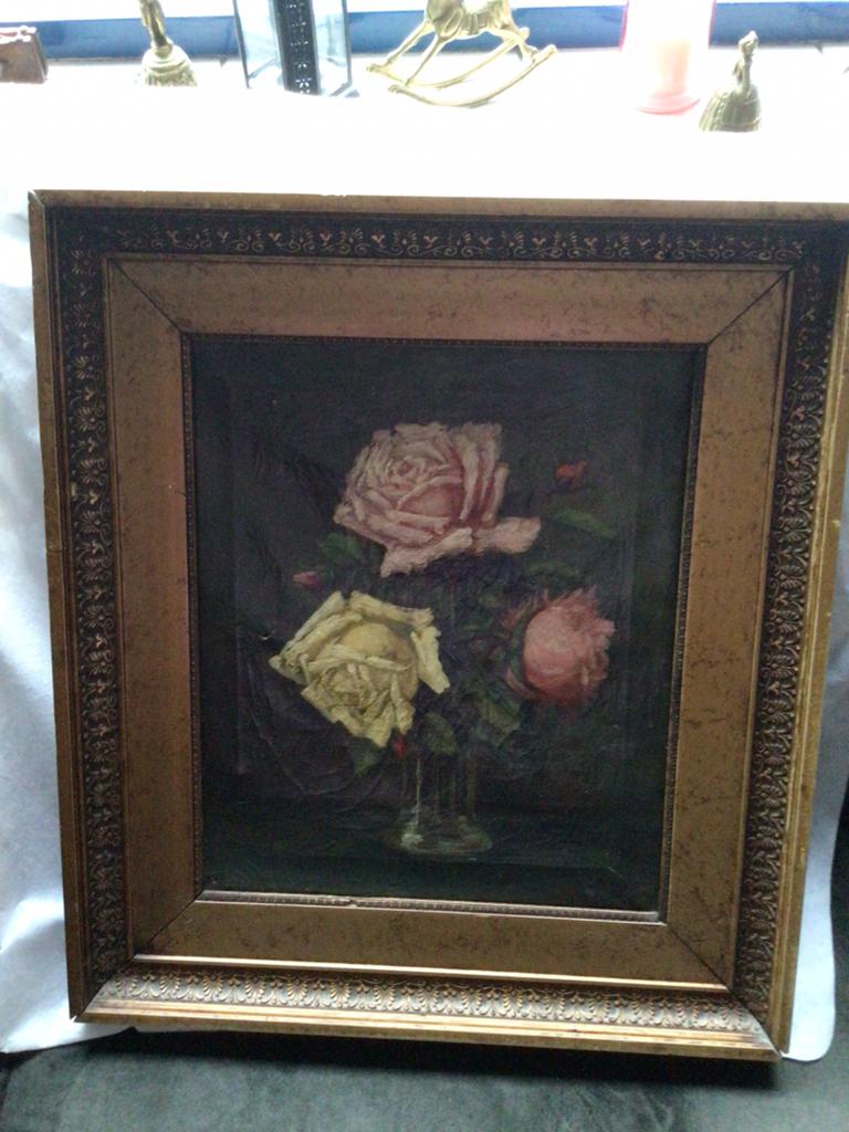 Antiek schilderij 3 Rozen (gesignaleerd HC Meijer), Antiek en Kunst, Kunst | Schilderijen | Klassiek, Ophalen
