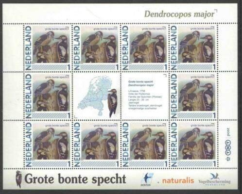 Vogels in Nederland Vel Grote bonte specht, Ophalen of Verzenden, Postfris