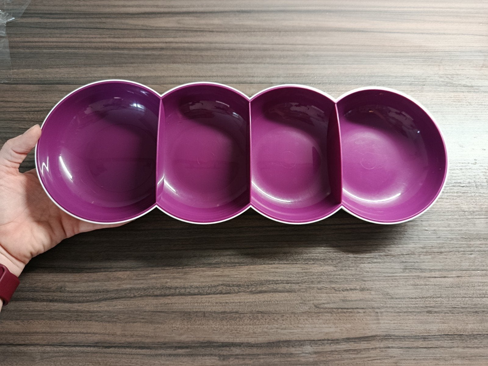 Tupperware 4-vaks schaal - Ideaal voor snacks en sauzen, Schaal, BPA-vrij, Paars, Ophalen of Verzenden