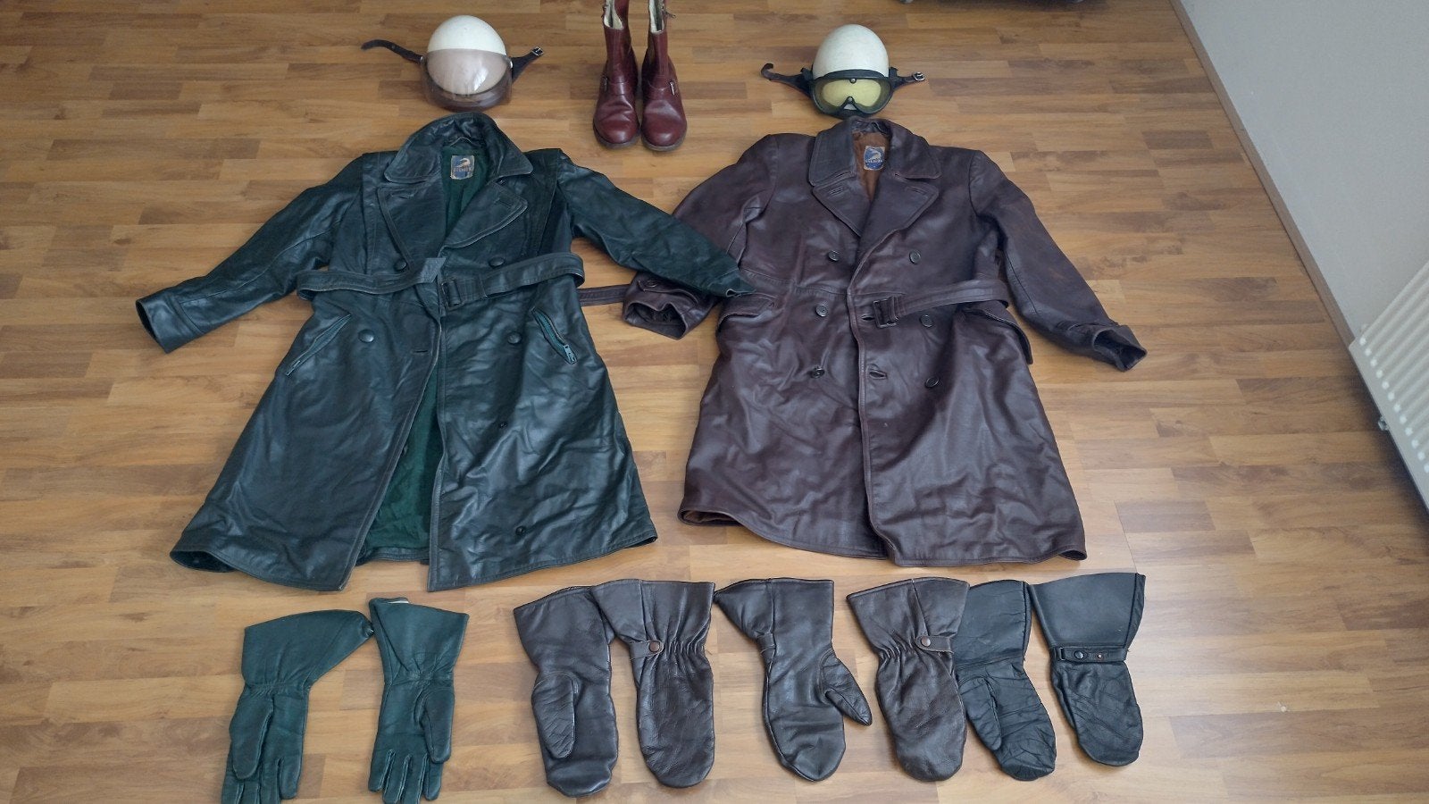 Originele jaren '50 motor outfits met helm en handschoenen, Motoren, Kleding | Motorkleding, Ophalen of Verzenden, Tweedehands