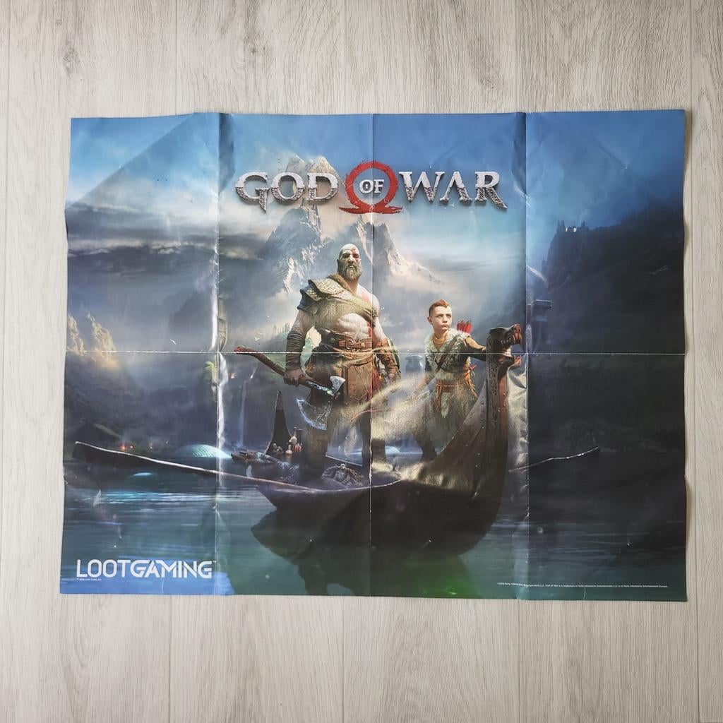 God of War 2018 poster, Gebruikt, Rechthoekig Liggend, Ophalen of Verzenden, A1 t/m A3