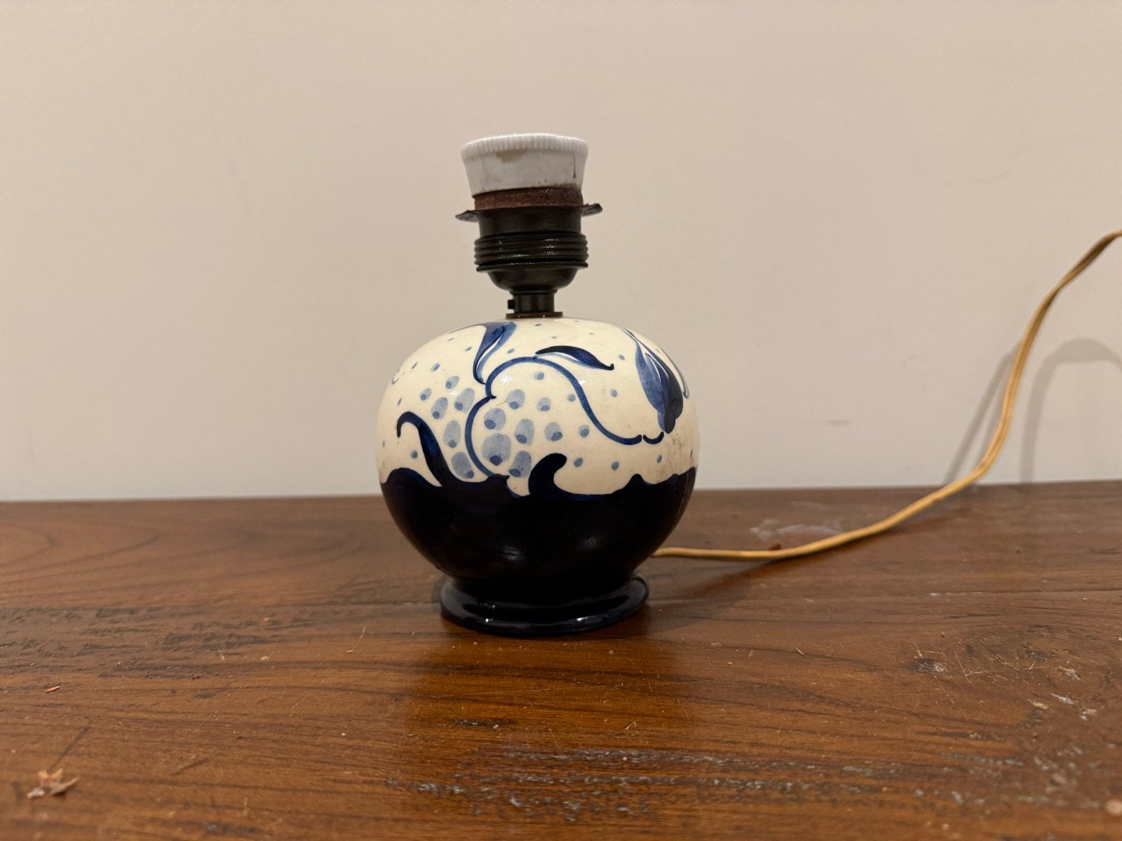 Vintage Zenith Gouda Tafellamp - Blauw/Wit Keramiek, Ophalen of Verzenden