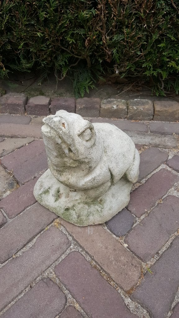 Tuinbeelden tuinbeeld kikker de kikker is 28 cm hoog, Ophalen, Zo goed als nieuw, Beton, Dierenbeeld