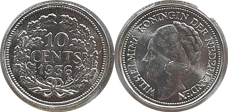 10 cent 1936 FDC, Postzegels en Munten, Munten | Nederland, Verzenden, Koningin Wilhelmina, 10 cent, Zilver