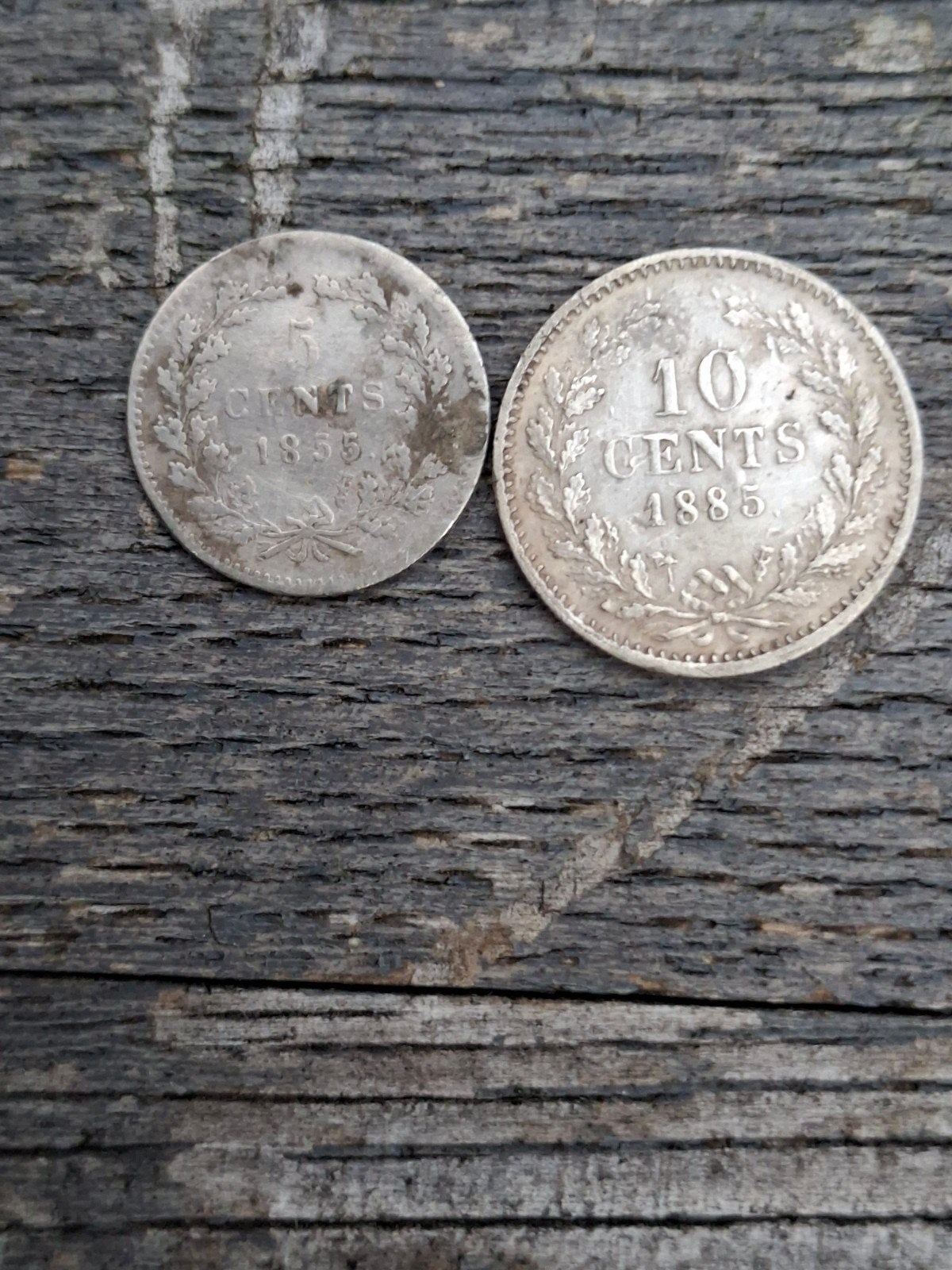 5 en 10 cent 1855-1885 Willem III zilver, Koning Willem III, Setje, Zilver, Ophalen of Verzenden