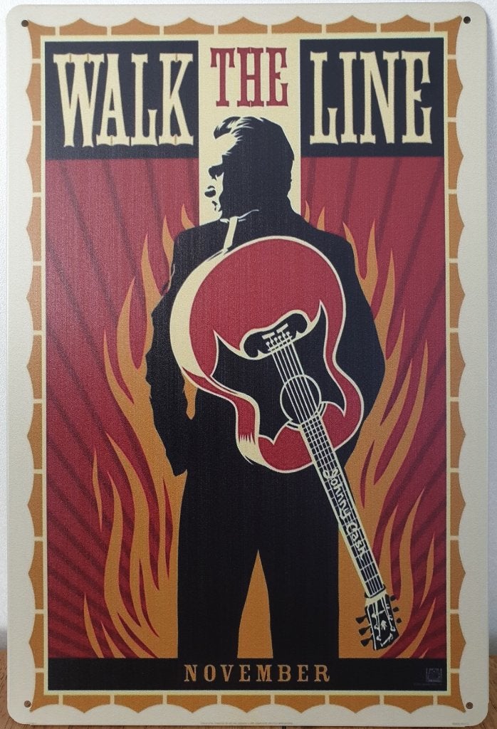 Johnny Cash i walk the line reclamebord van metaal wandbord