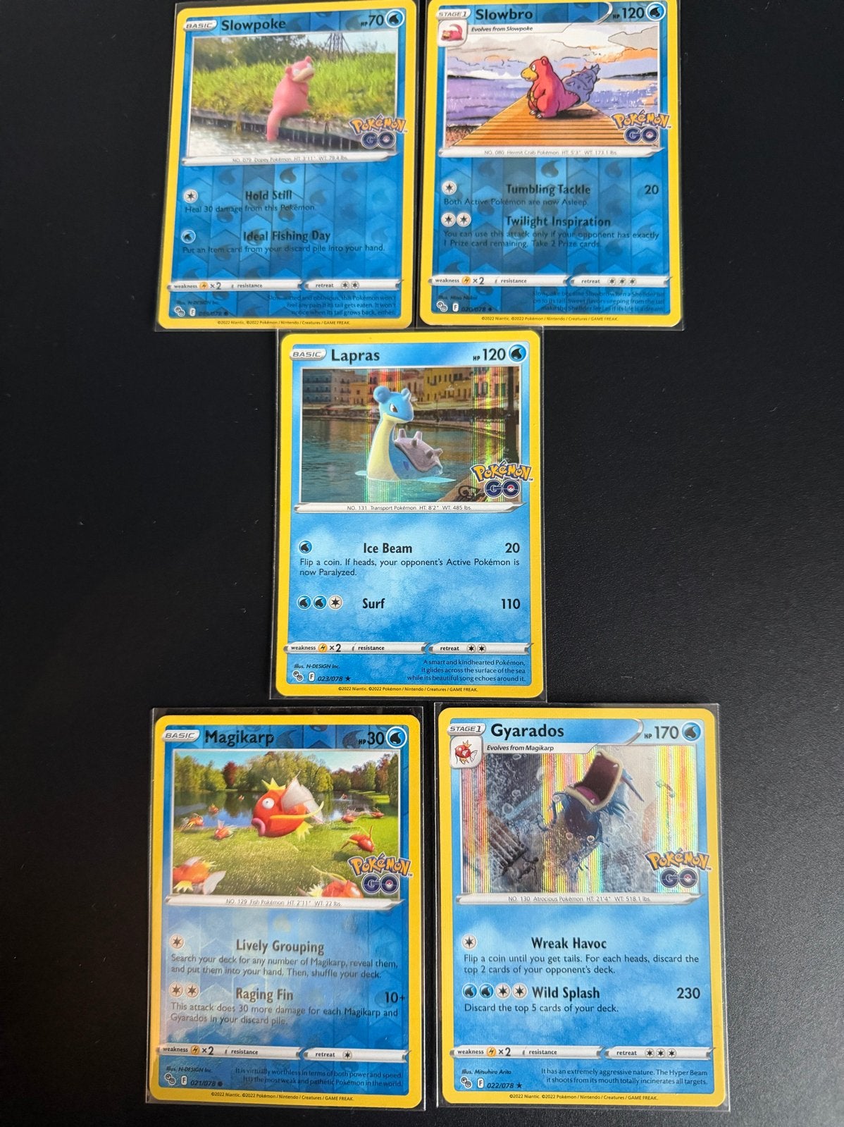 Pokémon GO TCG Kaarten: Magikarp, Lapras, Gyarados, Slowpoke, Ophalen of Verzenden, Zo goed als nieuw