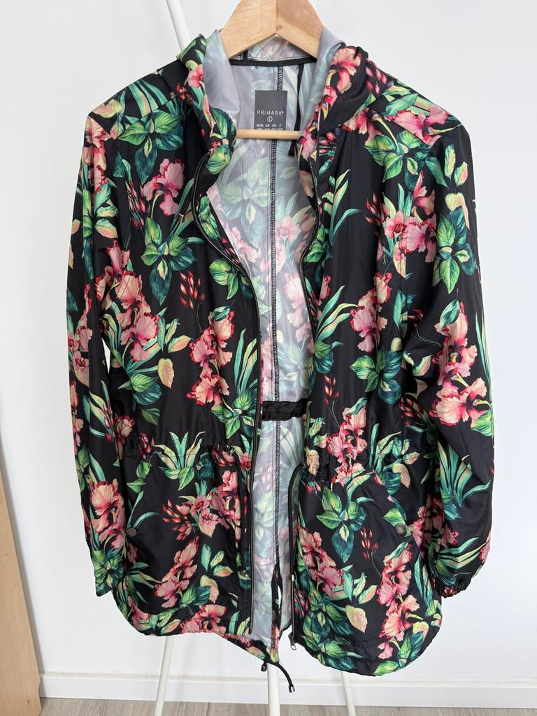 Primark Bloemenprint jas Maat L. Bloemenprint, Ophalen of Verzenden, Zo goed als nieuw, Maat 42/44 (L), Zwart