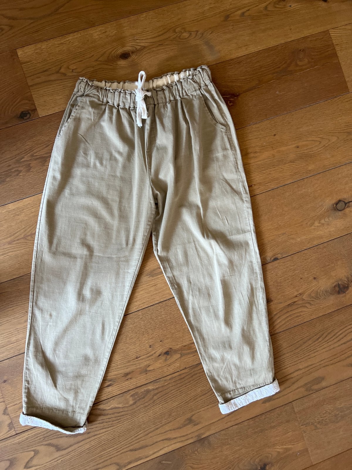 Stefanel linnen/cotton 3/4 italianse broek maat L ( 42-44), Kleding | Dames, Maat 38/40 (M), Beige, Ophalen of Verzenden, Zo goed als nieuw