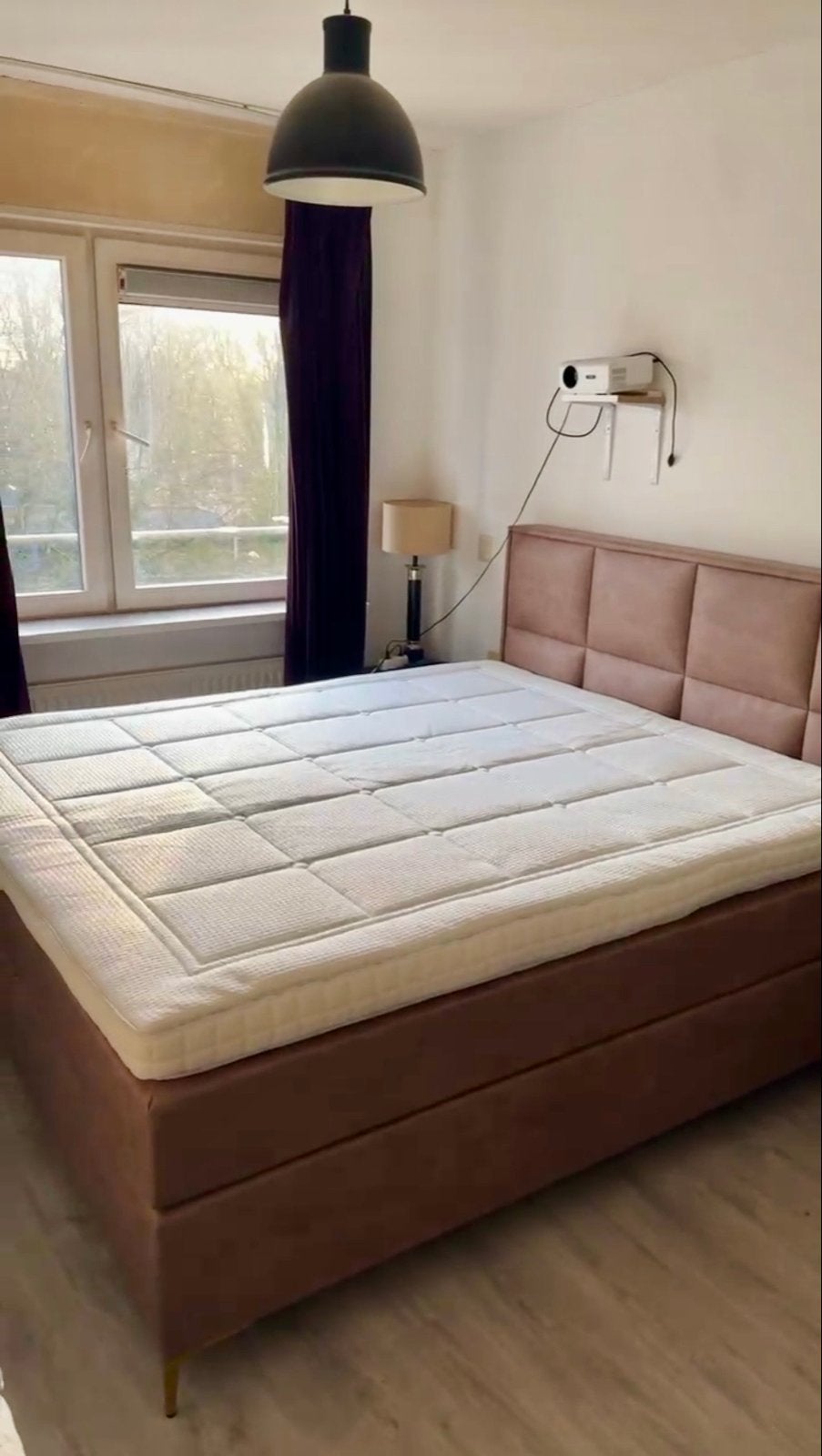 Souplesse Boxspring 180 x 200 (4 maanden oud!), Ophalen, Bruin, 180 cm, 200 cm