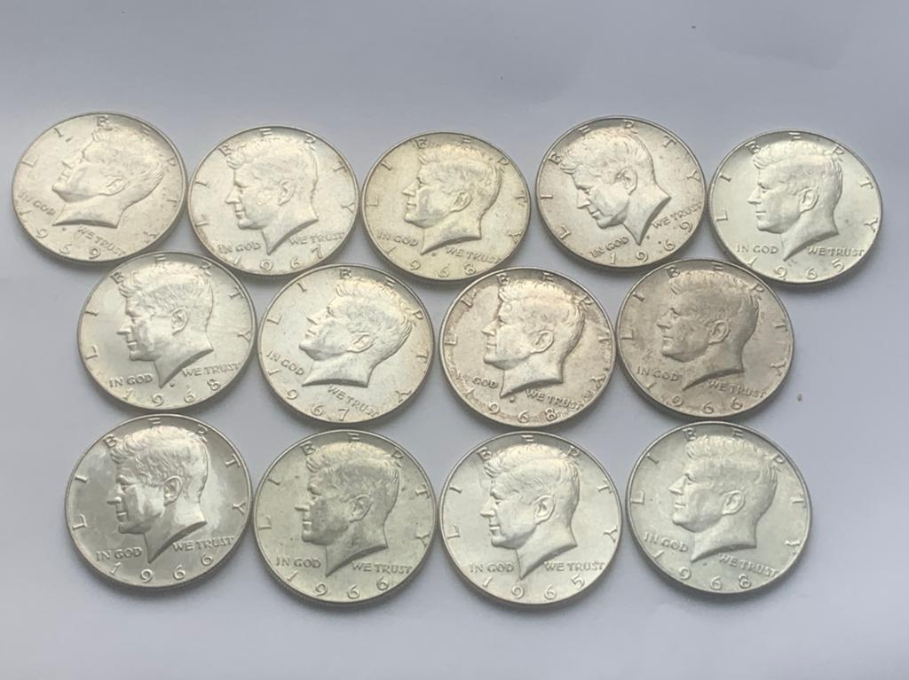 13 zilveren halve dollars oud president kennedy, Postzegels en Munten, Munten | Amerika, Ophalen of Verzenden, Noord-Amerika