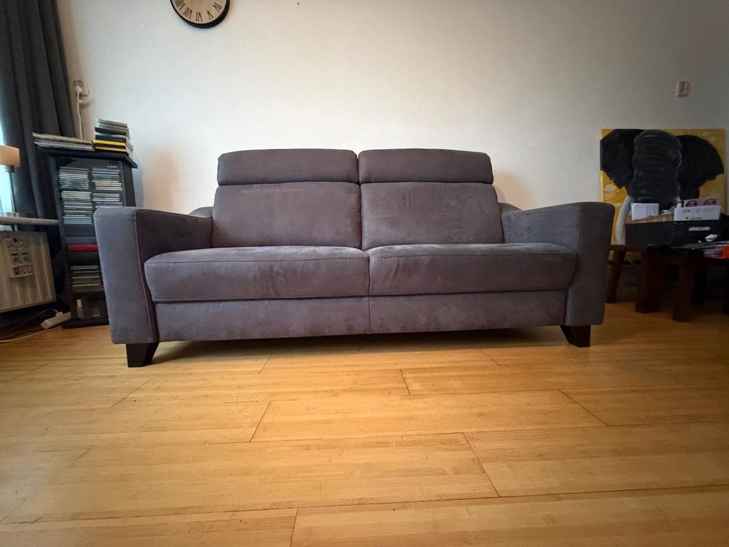 Bank met 2 fauteuils grijs, Huis en Inrichting, Banken | Bankstellen, Ophalen, Driepersoons, 75 tot 100 cm, Zo goed als nieuw