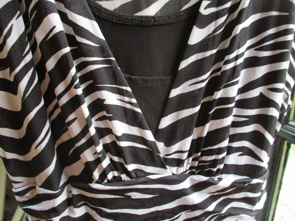 mj/BONITA/jurk/zomerjurk/maat 44= 42 /STRETCH/ zwart/wit, Verzenden, Zwart, Maat 42/44 (L), Bonita