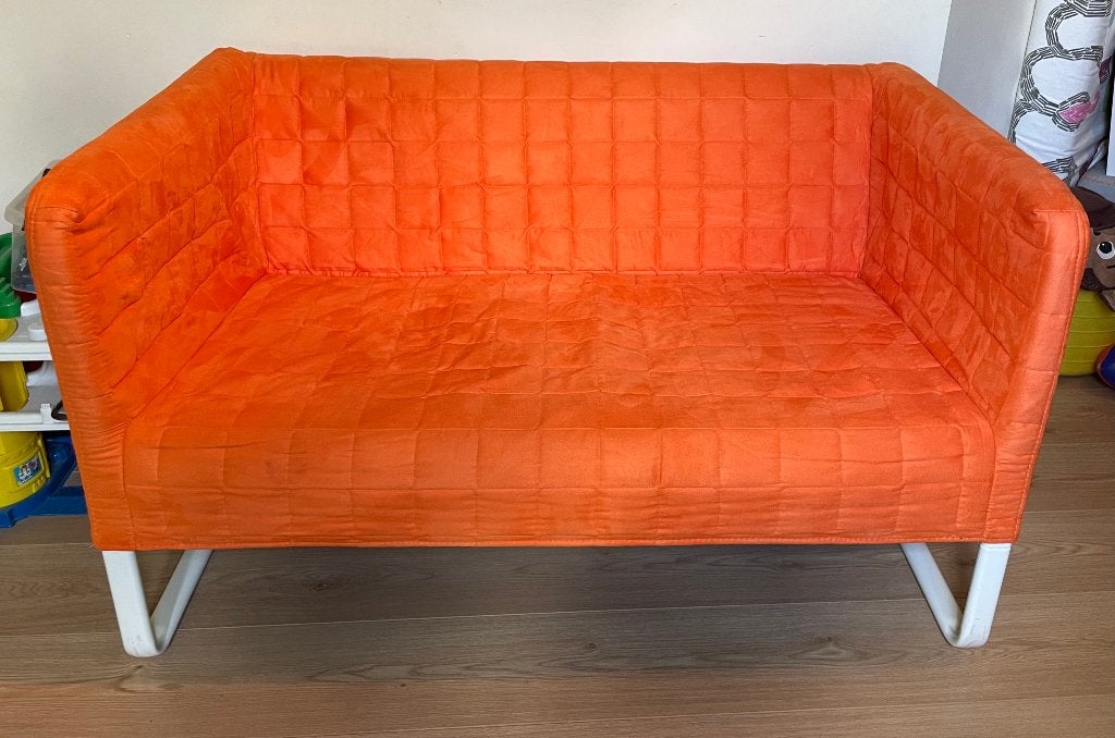 Knopparp oranje Ikea bankje, Ophalen, Gebruikt, Tweepersoons, 75 tot 100 cm