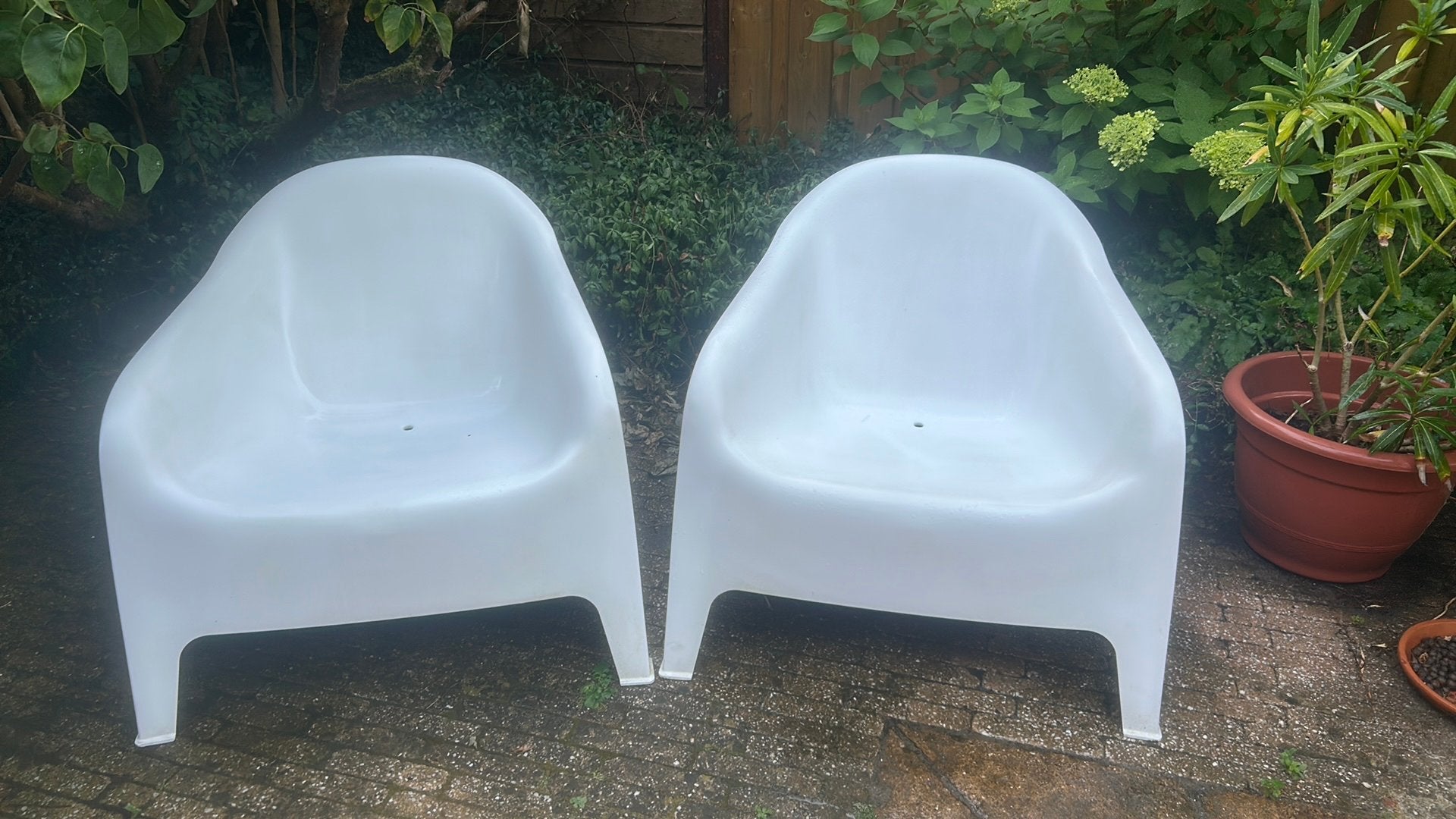 Ikea tuinstoel Skarpo wit 2 x, Tuin en Terras, Ophalen, Zo goed als nieuw, Kunststof, Stapelbaar