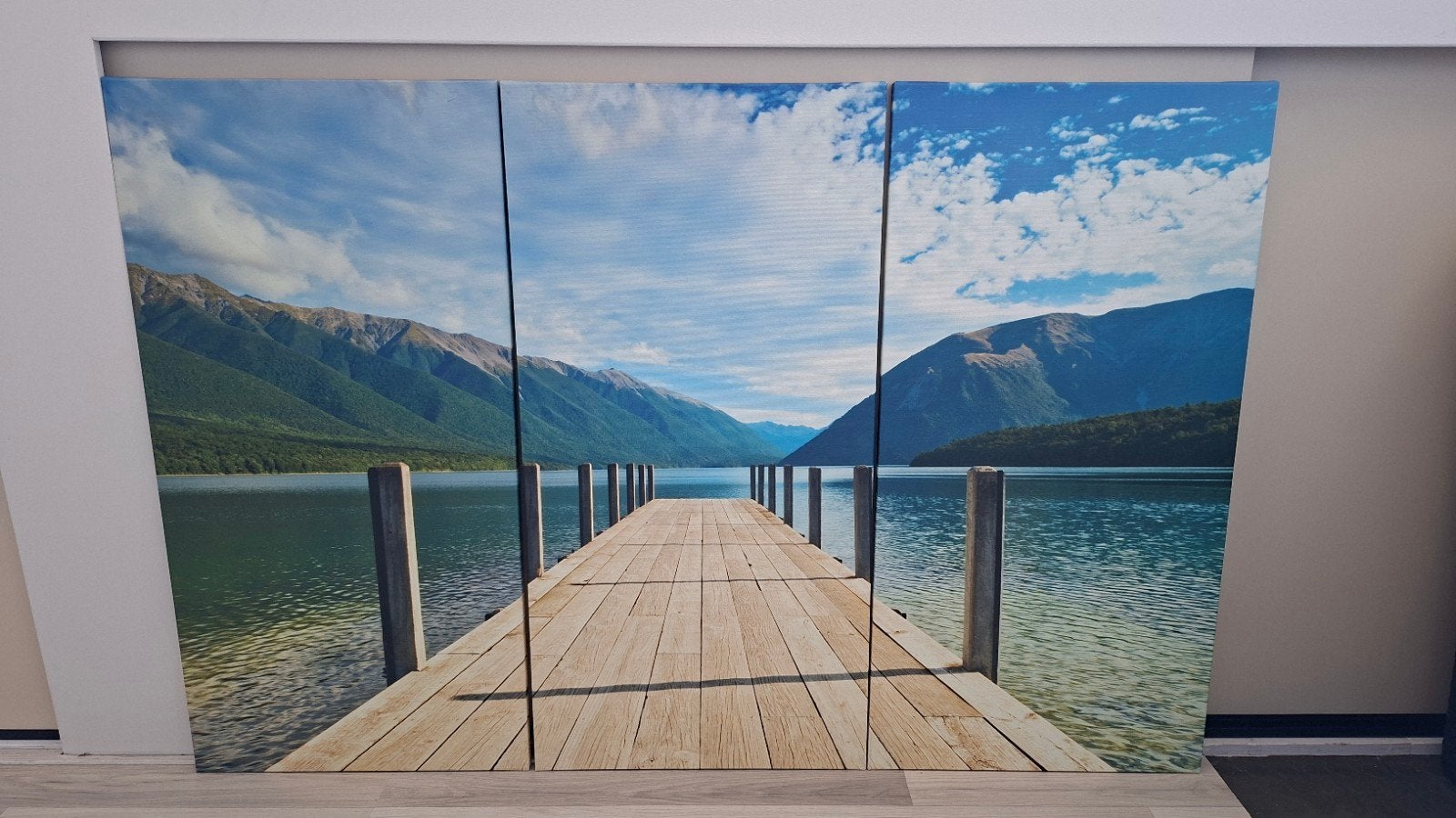Prachtig meerlandschap op drieluik canvas, Ophalen, 100 tot 125 cm, 75 – 100, Print