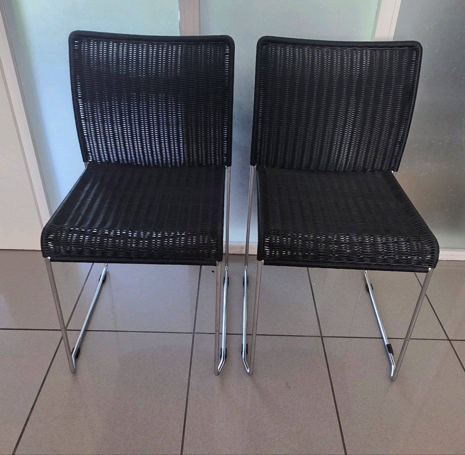 2 S.21 stoelen Bonacina 1889 Italy vintage 1983 izgst zwart, Ophalen, Gebruikt, Twee, Zwart