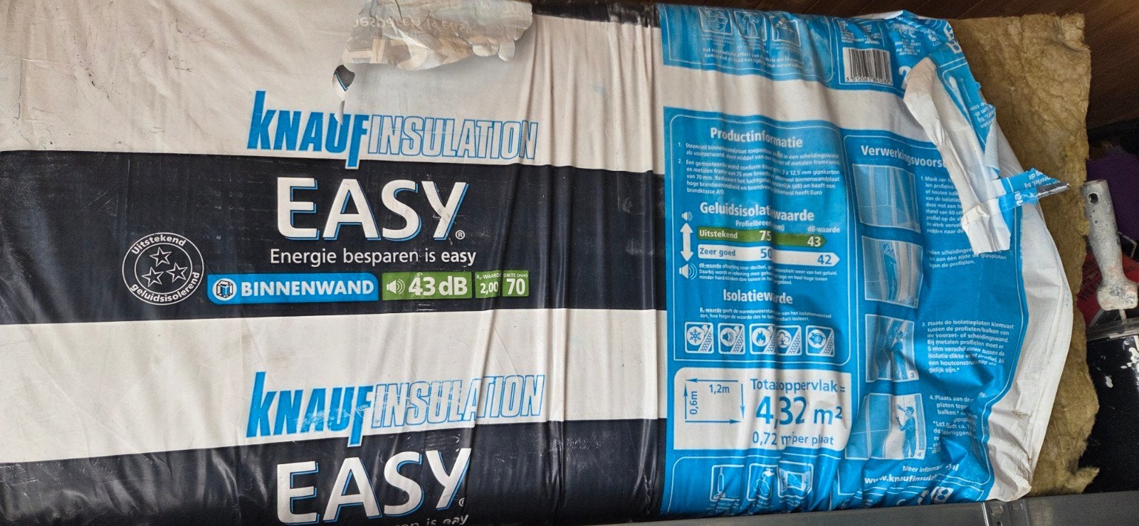 Knauf insulation easy 70mm, Ophalen, 4 tot 8 cm, Nieuw, Steenwol