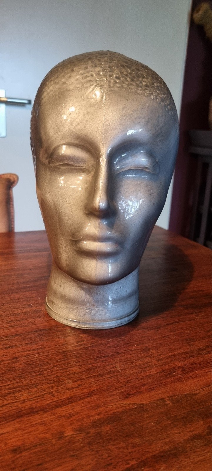 etalagehoofd vintage glazen (mannequinhoofd), Glas, Grijs, Ophalen of Verzenden, 30 cm