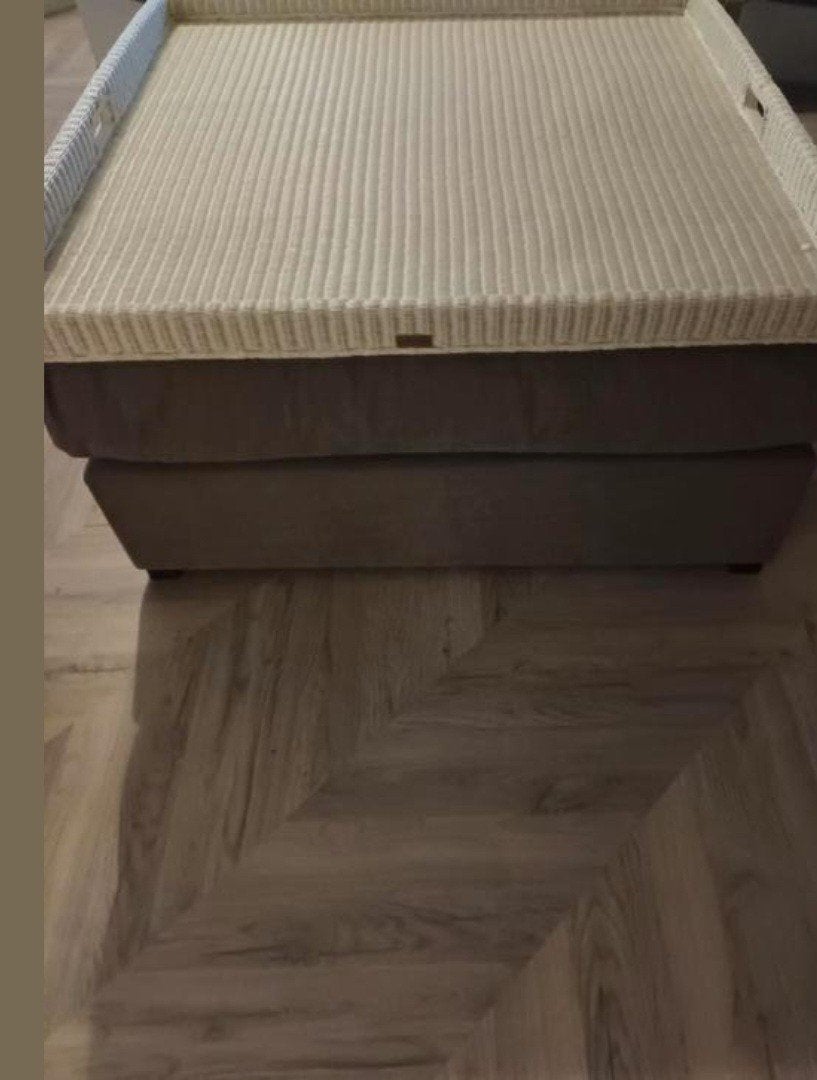 Taupe Hocker Design met Dienblad 100x100 Crème Nieuw, Ophalen of Verzenden, Nieuw, Hout, Modern Design