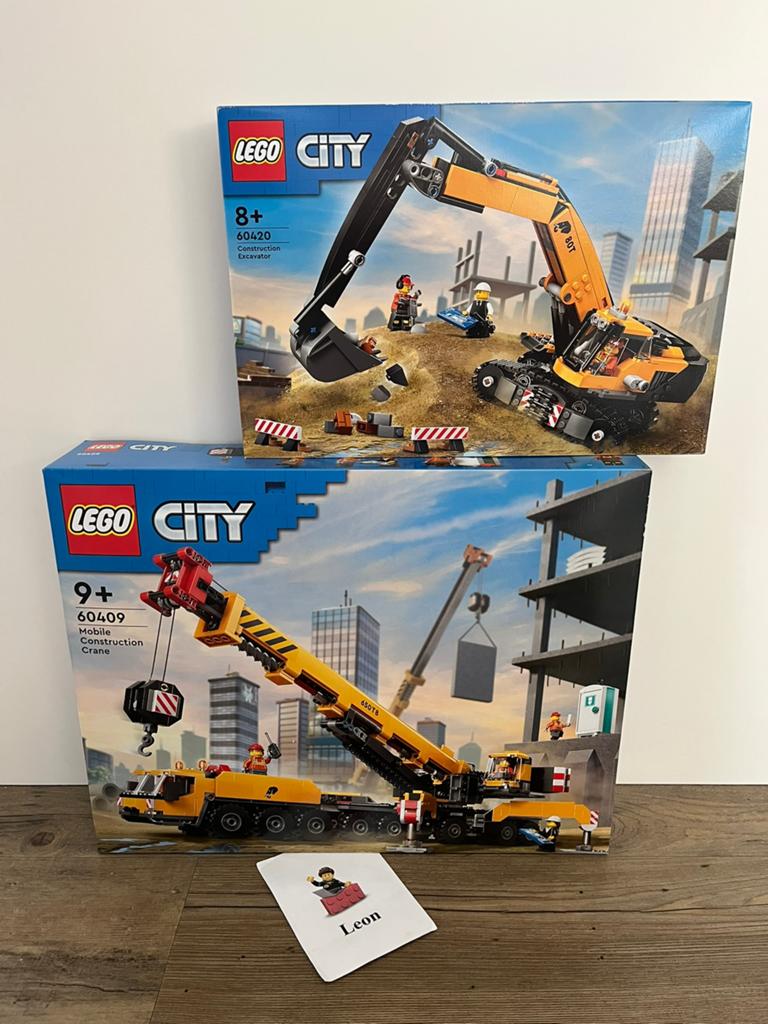 Lego City 60409 Gele mobiele bouwkraan & 60420 Graafmachine, City, Lego, Nieuw, Ophalen of Verzenden