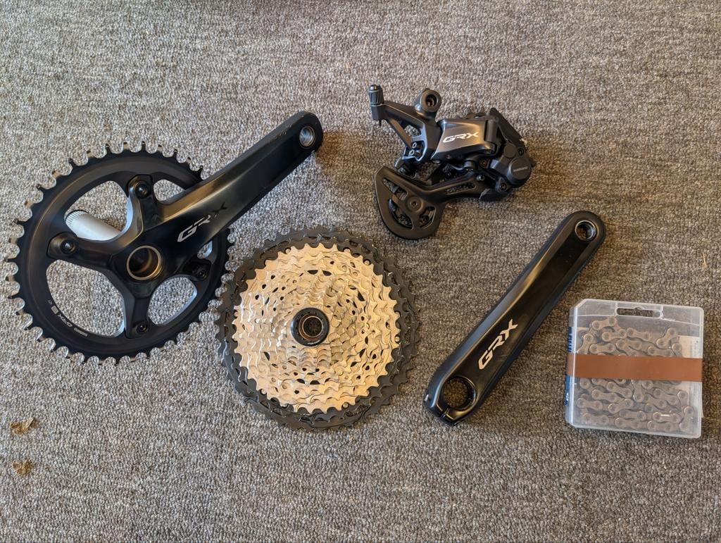Complete Shimano GRX Groep Mechanisch + Pedalen, Fietsen en Brommers, Fietsonderdelen, Crankstel of Pedalen, Gebruikt, Ophalen of Verzenden