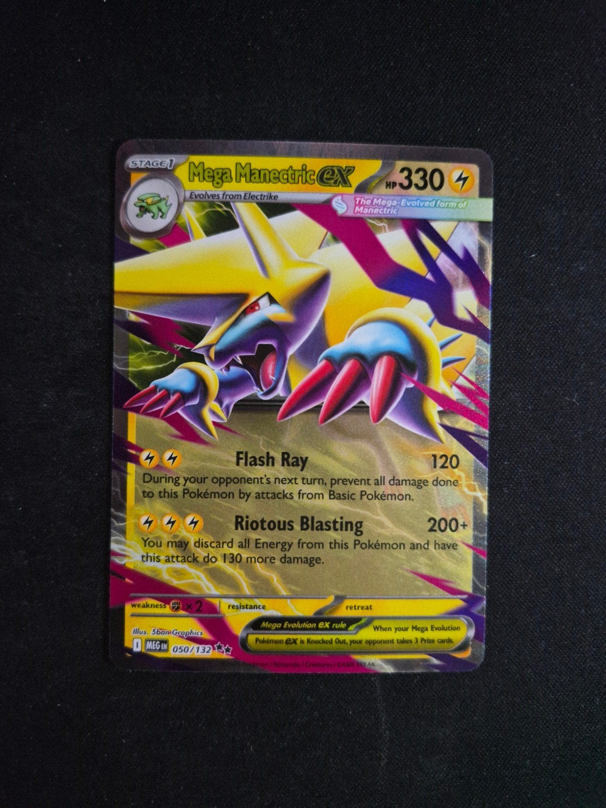 Pokemon Kaart Mega Manectric EX 050/132, Ophalen of Verzenden, Zo goed als nieuw, Losse kaart, Foil