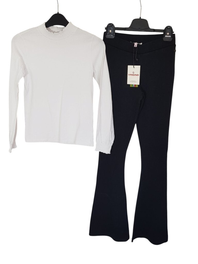 NIEUWE VINGINO rib flare pant Sana zwart maat 14/164., Kinderen en Baby's, Kinderkleding | Maat 164, Broek, Nieuw, Vingino, Verzenden