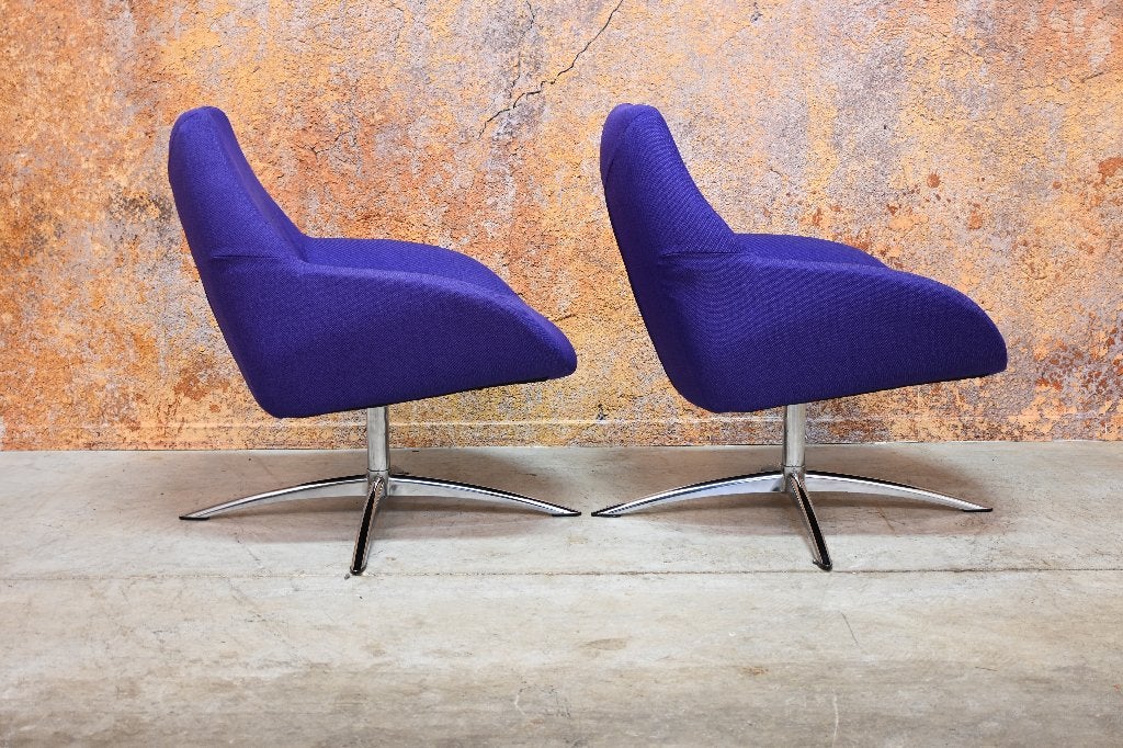 ZGANieuw 2 paarse stoffen Topform design draaifauteuils, Huis en Inrichting, Fauteuils, Minder dan 50 cm, 75 tot 100 cm, Ophalen of Verzenden