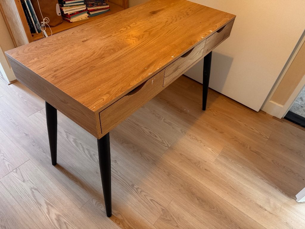 Bureau eikenhout (look), Huis en Inrichting, Bureaus, Ophalen, Demontabel, Gebruikt, Spaanplaat of MDF