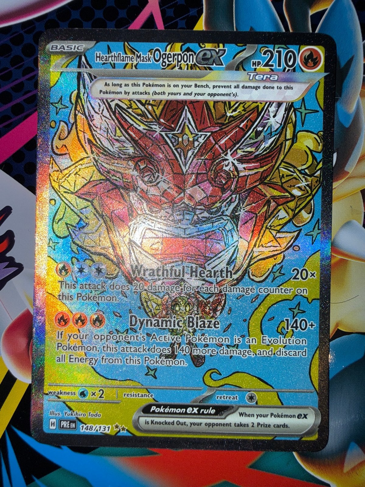 Ogerpon ex Hearthflame Mask 148/131 Pokémon kaart, Ophalen of Verzenden, Zo goed als nieuw, Losse kaart, Foil