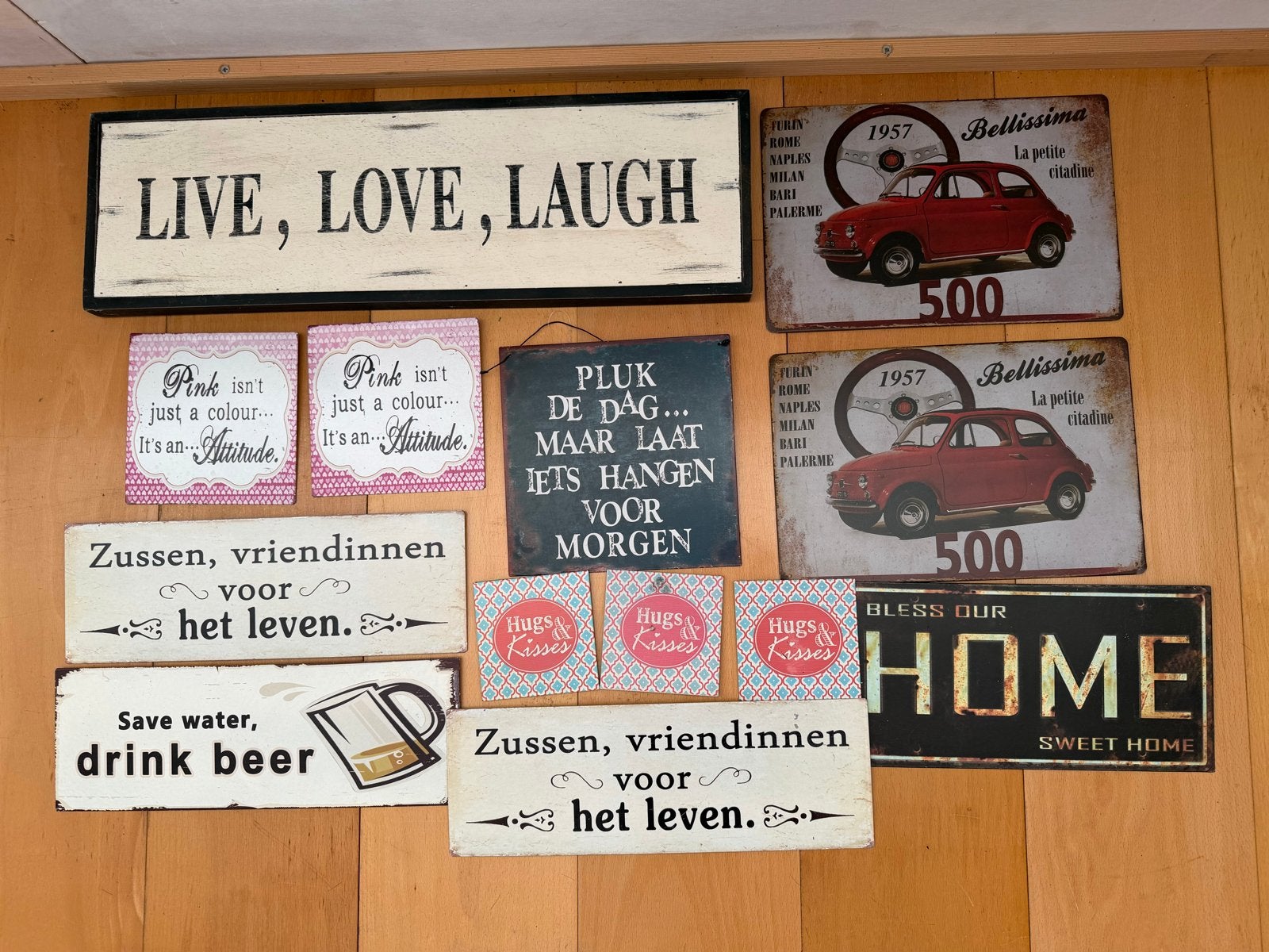 Diverse tekstborden voor huis en tuin, Huis en Inrichting, Tekstbord, Gebruikt, Ophalen of Verzenden, Met afbeelding