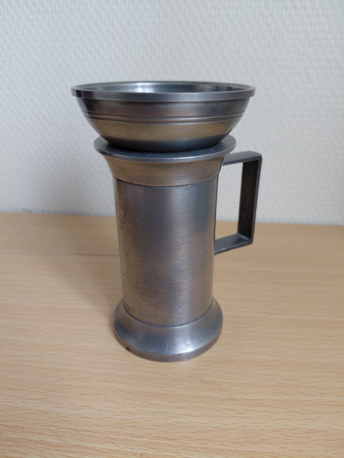 Antieke tinnen beker met schaaltje, Antiek en Kunst, Ophalen of Verzenden