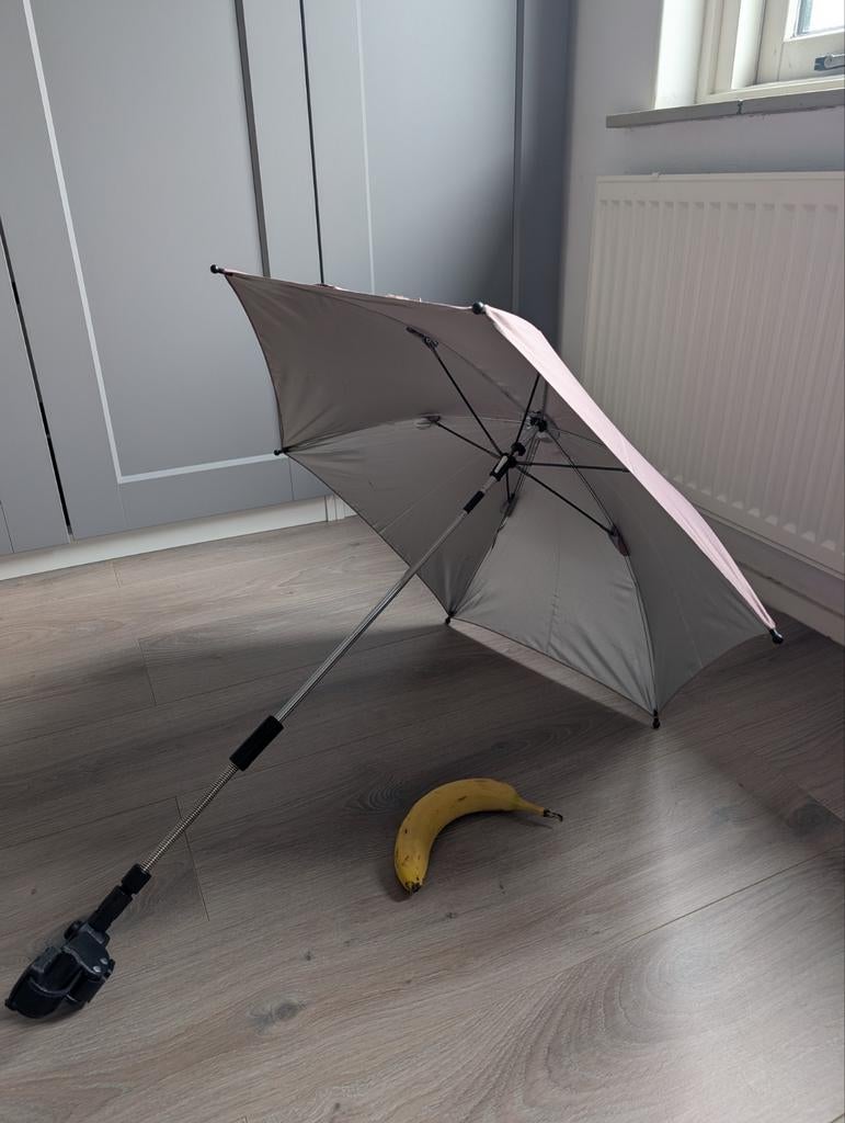 Paraplu/parasol voor kinderwagen - Roze/grijs, Kinderen en Baby's, Kinderwagens en Combinaties, Ophalen, Zo goed als nieuw, Overige merken