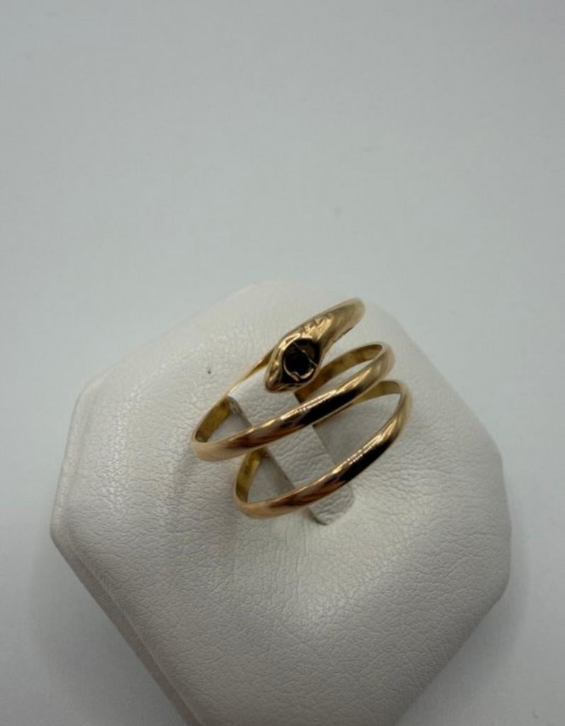 18K Gouden Slangenring met Onyx - 2,36g, Ophalen of Verzenden