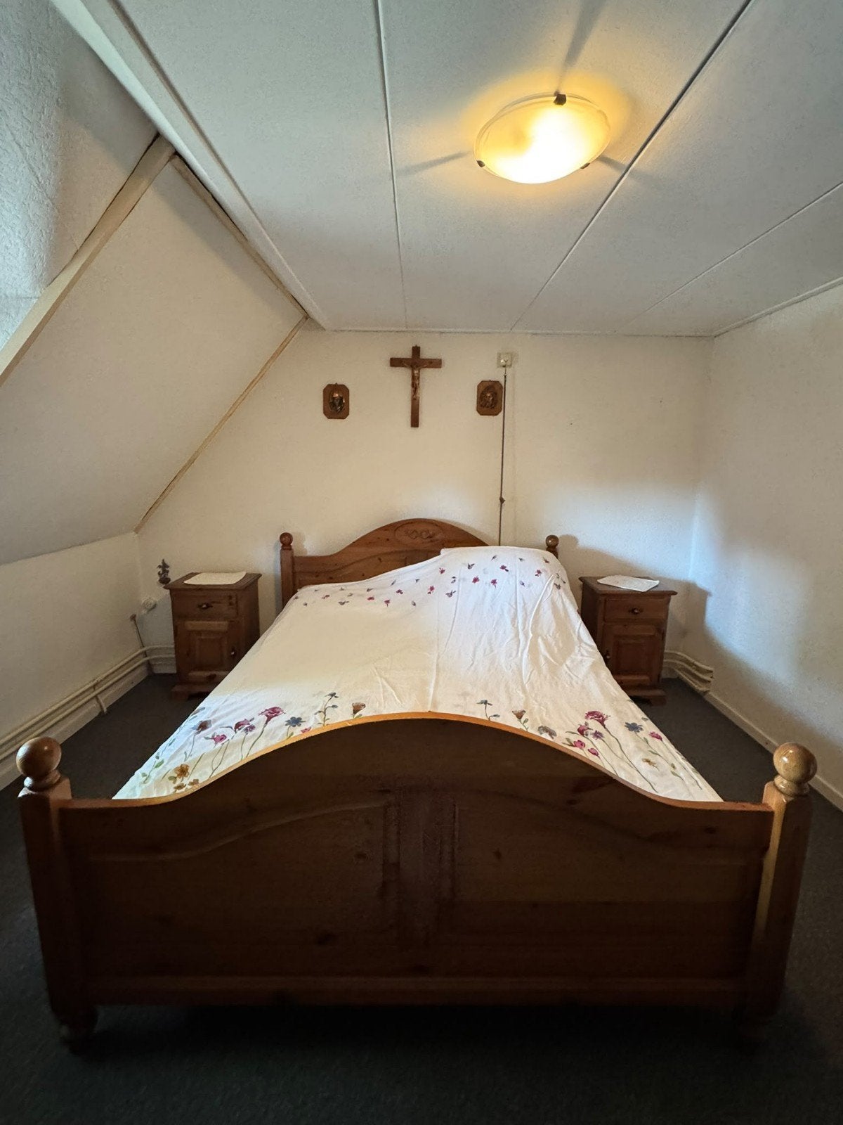 grenen 2 persoonsbed met 2 nachtkastjes, Ophalen, Gebruikt, Tweepersoons