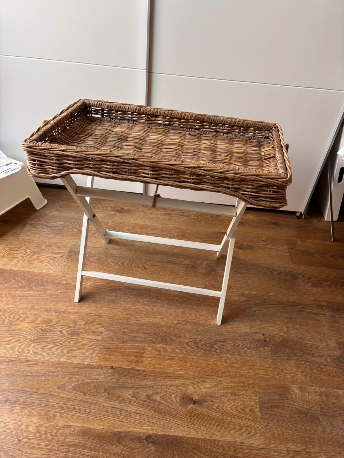Butler tray met groot rieten dienblad, Ophalen, Gebruikt
