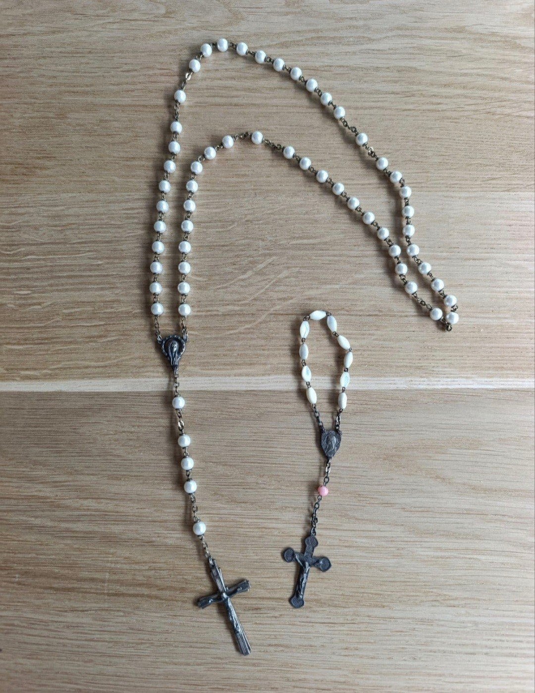 Set 2 antieke Rozenkransen – Parelmoer & Stella Maris, Antiek en Kunst, Ophalen of Verzenden
