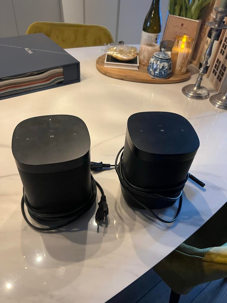 2x Sonos Play One (Gen 2) - Zwart, Audio, Tv en Foto, Luidsprekers, Ophalen of Verzenden, Zo goed als nieuw, Front, Rear of Stereo speakers