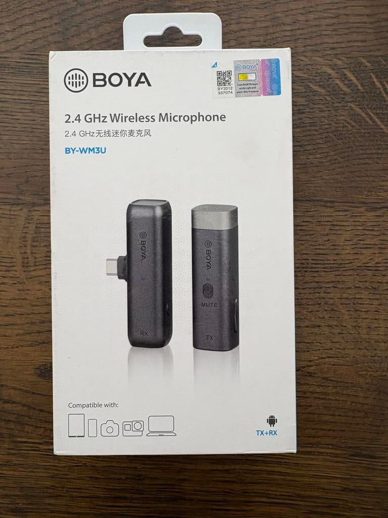 Boya 2,4 GHz draadloze microfoon BY-WM3U, Ophalen of Verzenden, Zo goed als nieuw, Overige typen, Draadloos
