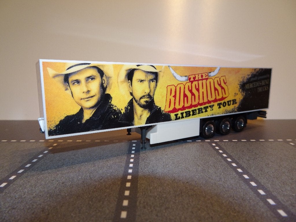 183 herpa kasten oplegger boss hoss 3-as 1:87 truck trein, Hobby en Vrije tijd, Ophalen of Verzenden, Nieuw, Bus of Vrachtwagen