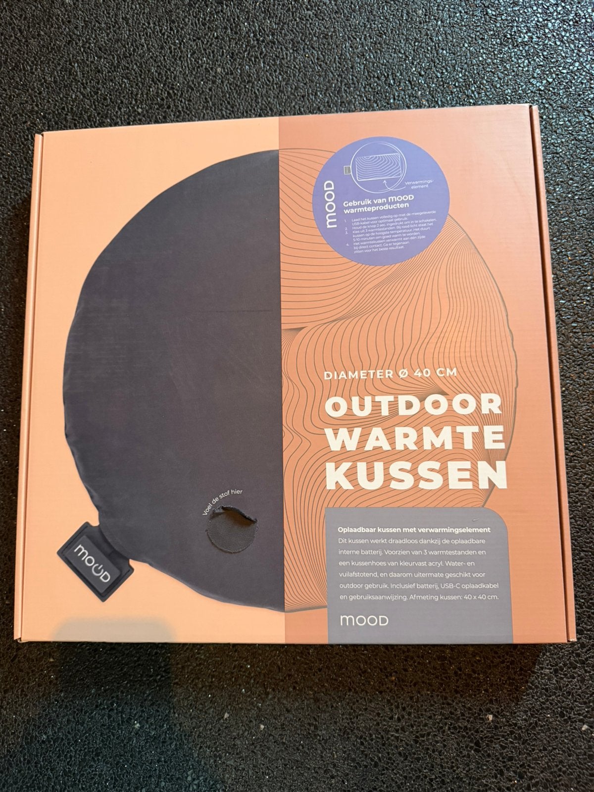 4 mood warmte kussens outdoor, Ophalen, Vierkant, Zo goed als nieuw, Grijs