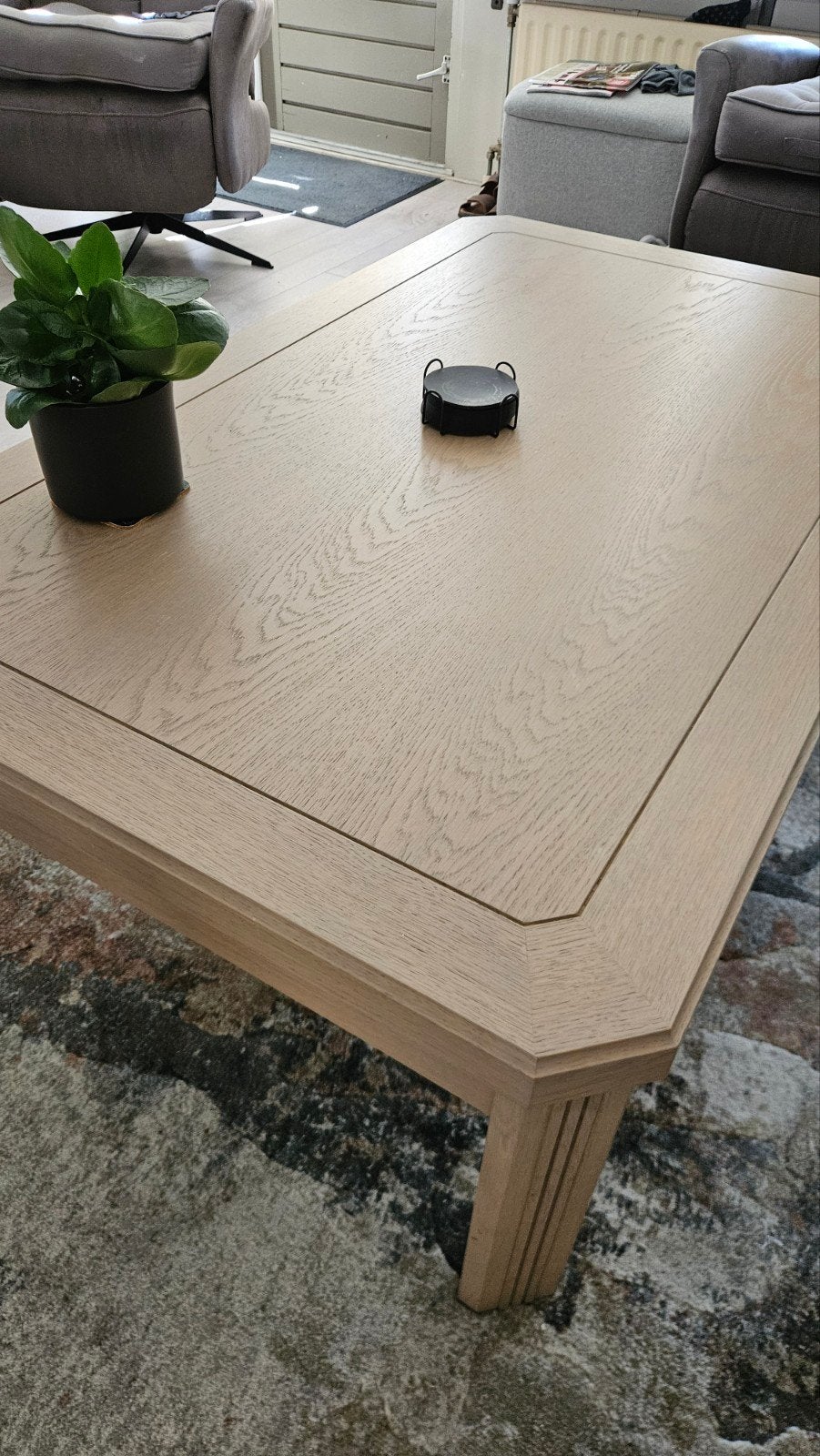 Eiken salontafel smoked oak 130x44x80 cm, Ophalen, Gebruikt, 50 tot 100 cm, 100 tot 150 cm