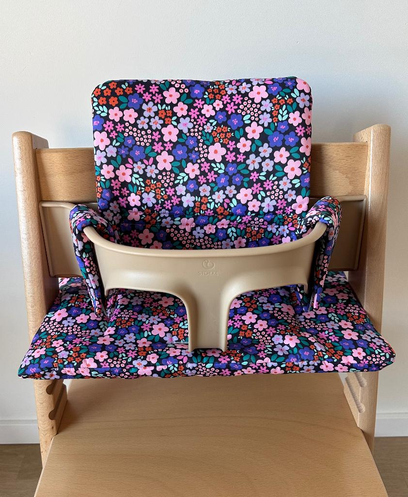 Kussenset - Bloemen roze/paars - voor de Stokke Tripp Trapp, Verzenden, Nieuw, Meegroeistoel, Stoelverkleiner
