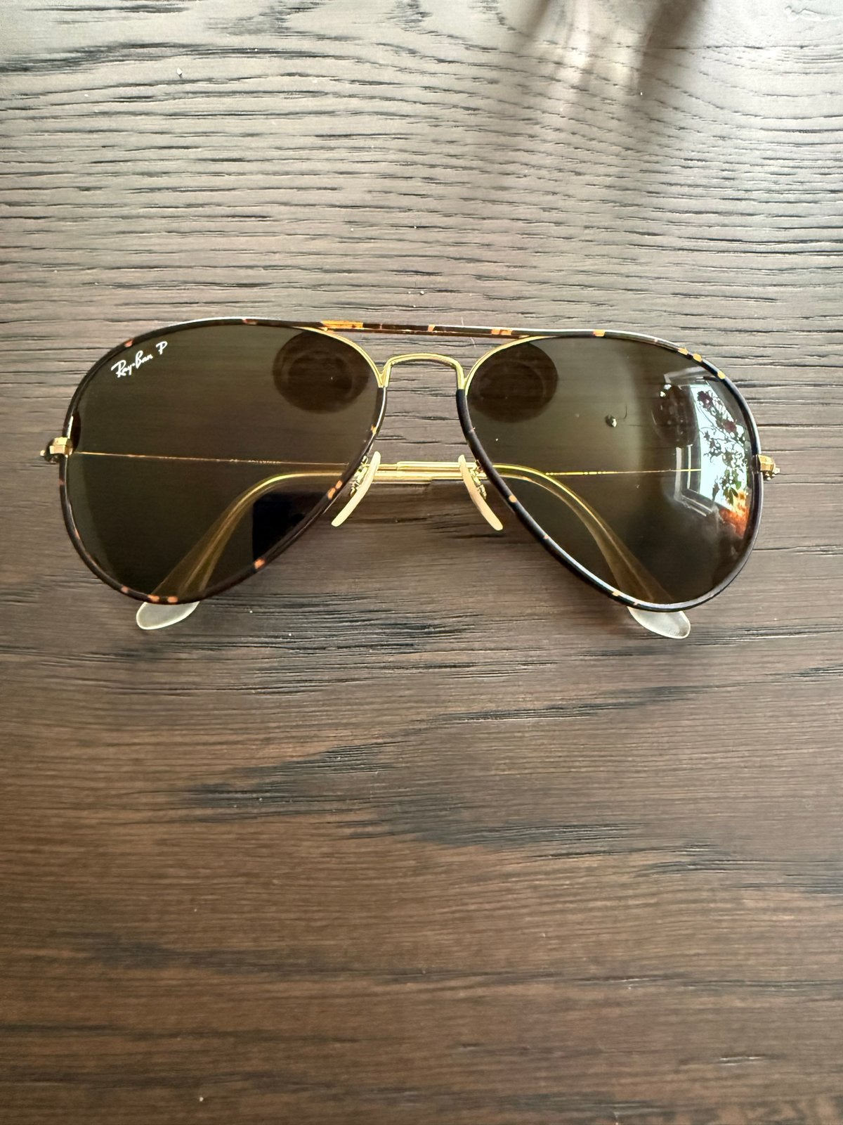 Ray-Ban P Aviator JM Full Color gepolariseerde zonnebril, Ophalen, Zonnebril, Bruin, Zo goed als nieuw