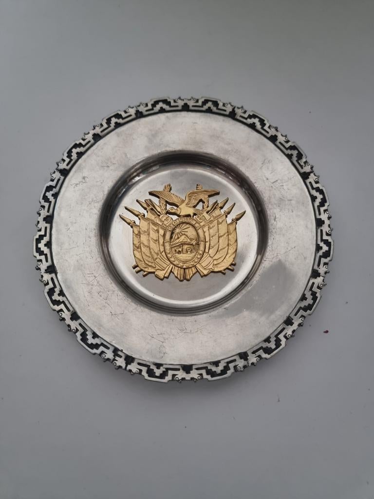 Boliviaans Schohaus Genuine Pewter Wandbord, Antiek en Kunst, Antiek | Tin, Ophalen of Verzenden