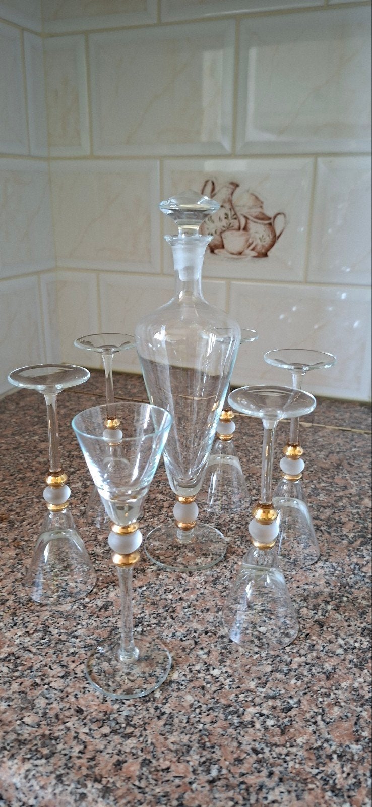 Karaf met 6 glazen - Elegant glaswerk set, Ophalen, Glas of Glazen, Overige stijlen, Glas