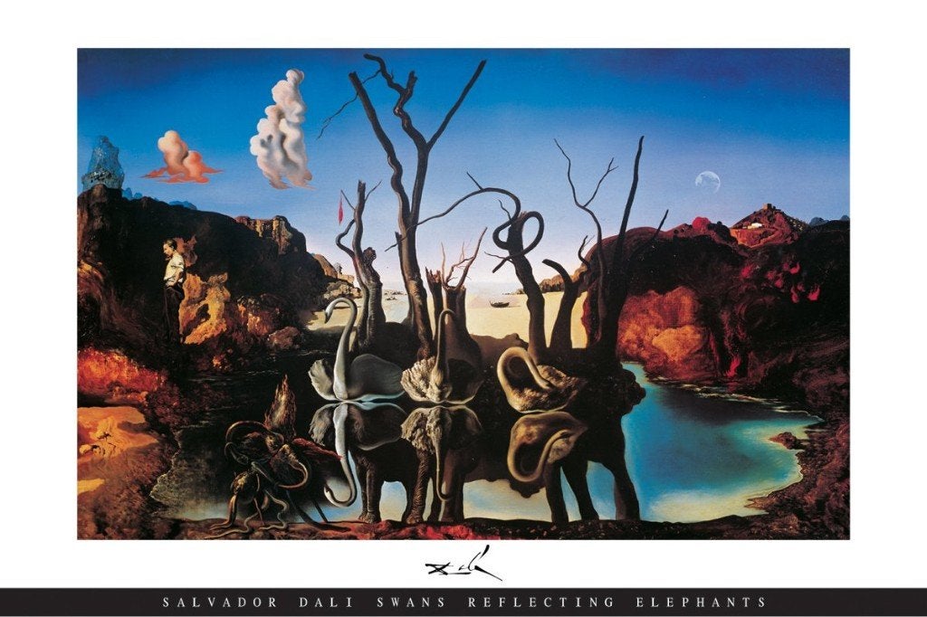 Salvador Dali - Swans Reflecting Elephants - poster, Antiek en Kunst, Kunst | Designobjecten, Ophalen of Verzenden, Schaal