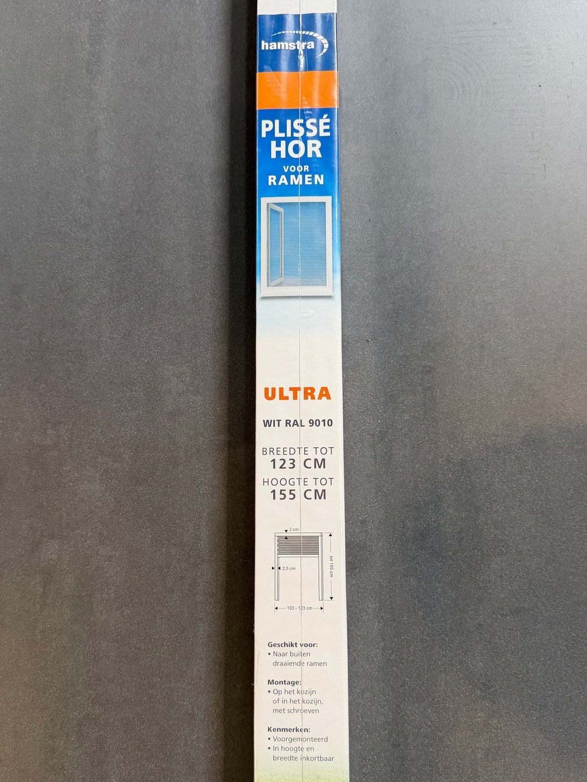 Nieuwe Hamstra Plissé raam Hor Wit RAL9010 breed 123 hoog155, Overige typen, Minder dan 200 cm, Nieuw, Ophalen