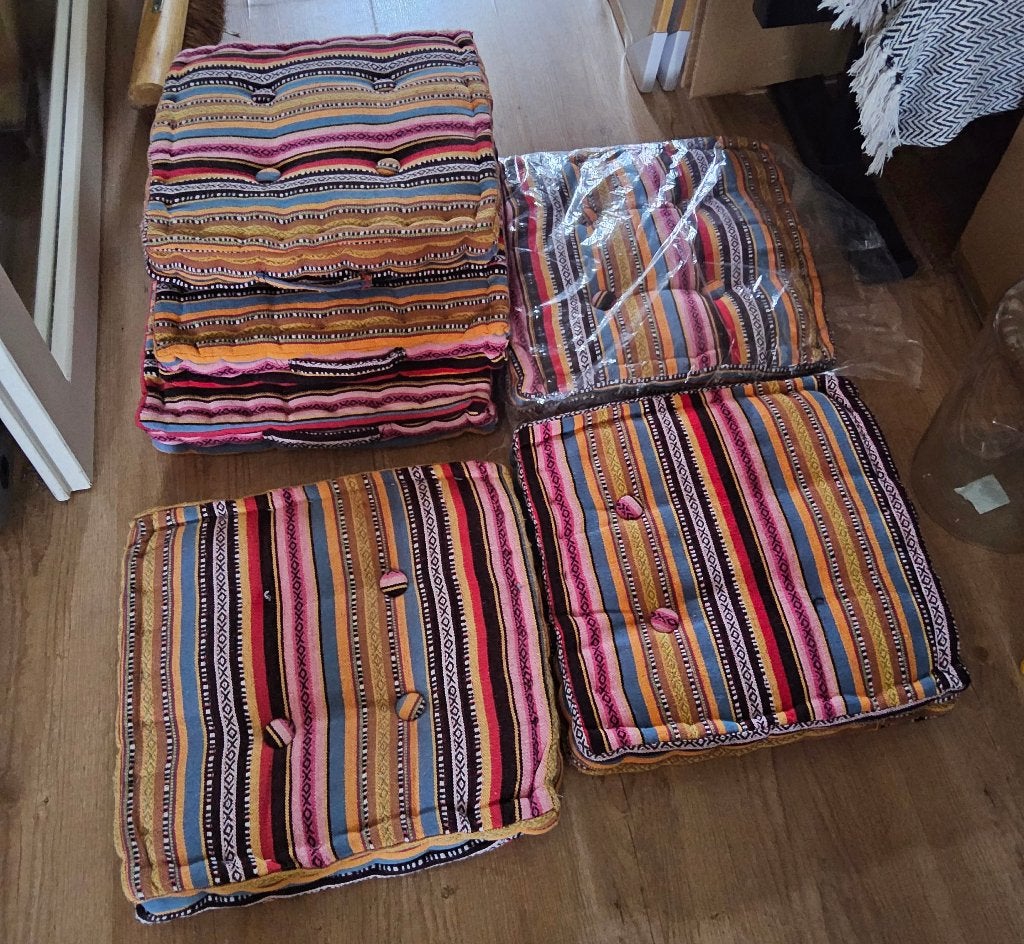 Set van 6 Mexicaanse matraskussens/vloerkussens 40x40 cm, Ophalen, Gebruikt, Vierkant
